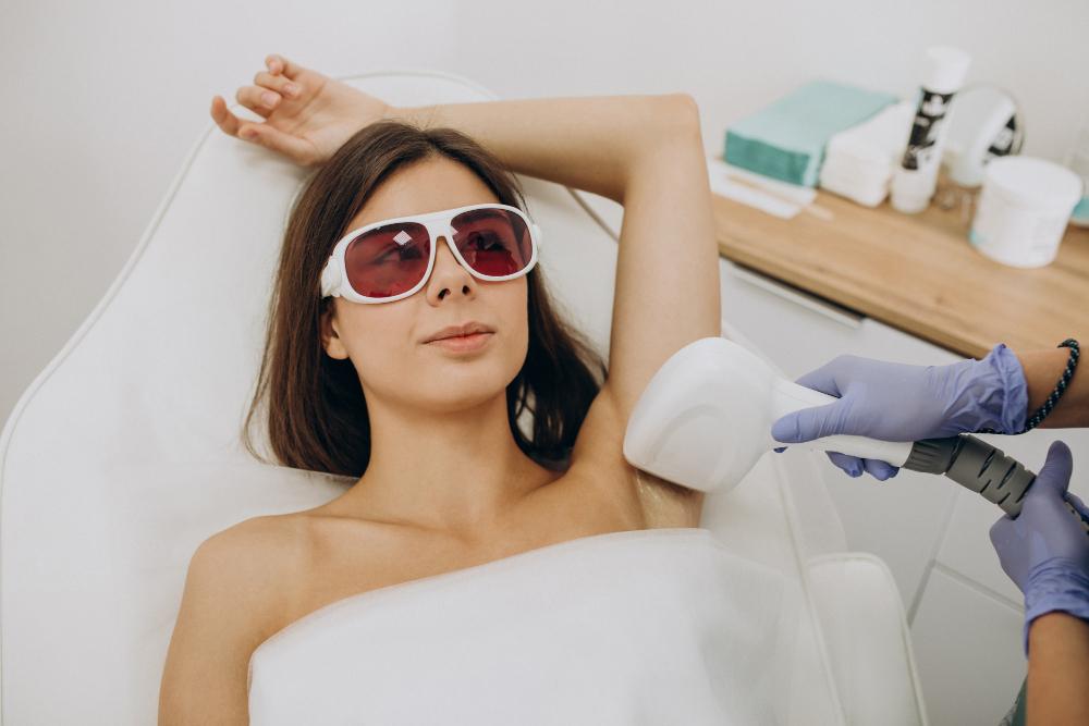A women receiving laser hair removal service 